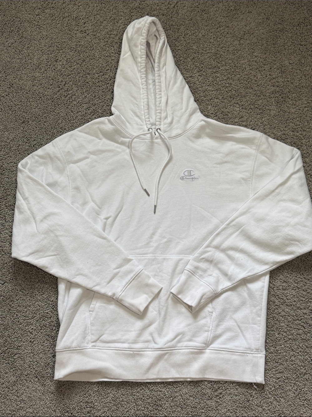 Champion White Pullover Hoodie with Subtle Logo